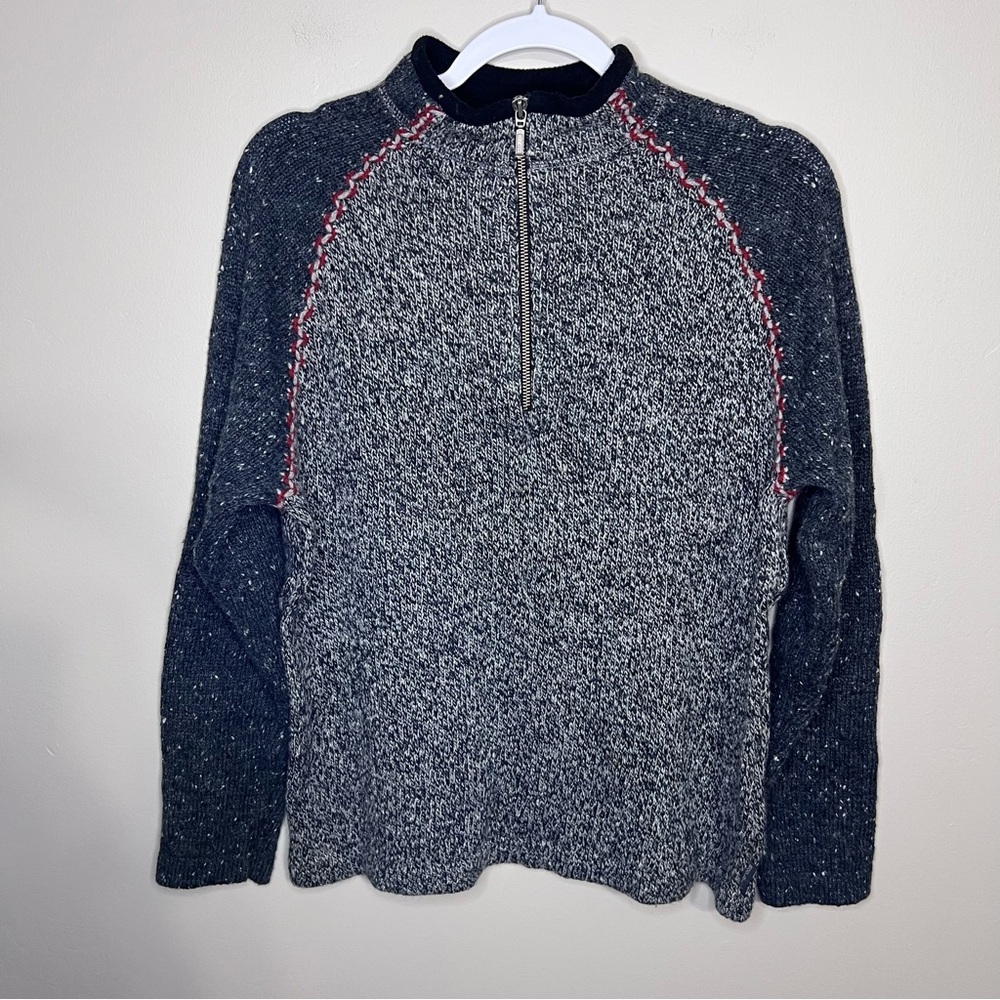 Woolrich Women’s Wool Blend Quarter Zip Gray Heathered Knit Sweater size medium